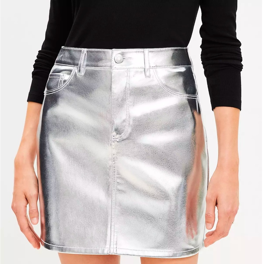 NWT LOFT Silver Skirt for Night Out